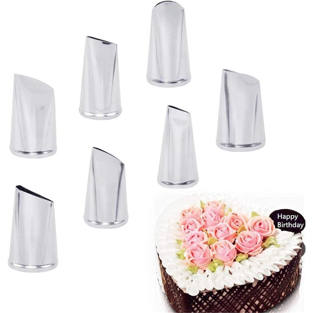 Kuchen Dekoration Set: 7 Spritztüllen & Blumenwerkzeug