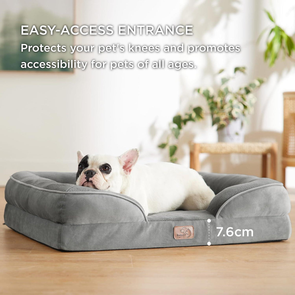 Orthopädisches Hundebett 71x58 cm, grau, mit Memory-Schaum