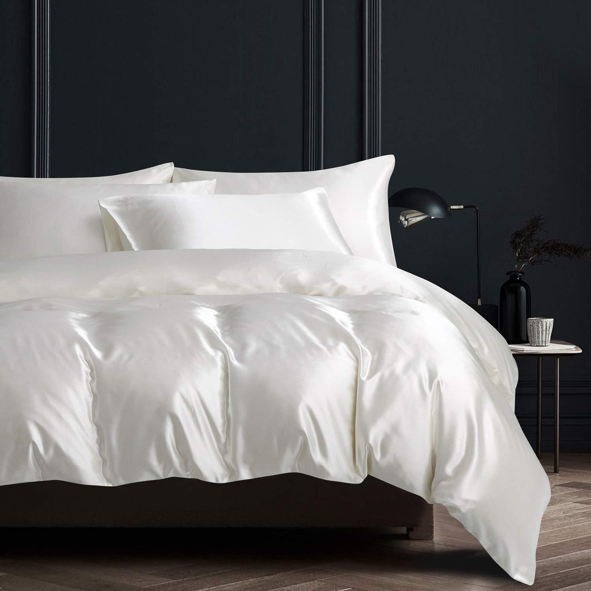 Satin Bettwäsche Set Weiß 135x200cm - 4-teilig