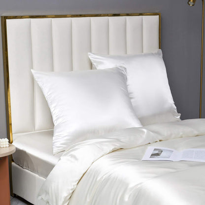 Satin Bettwäsche Set Weiß 135x200cm - 4-teilig