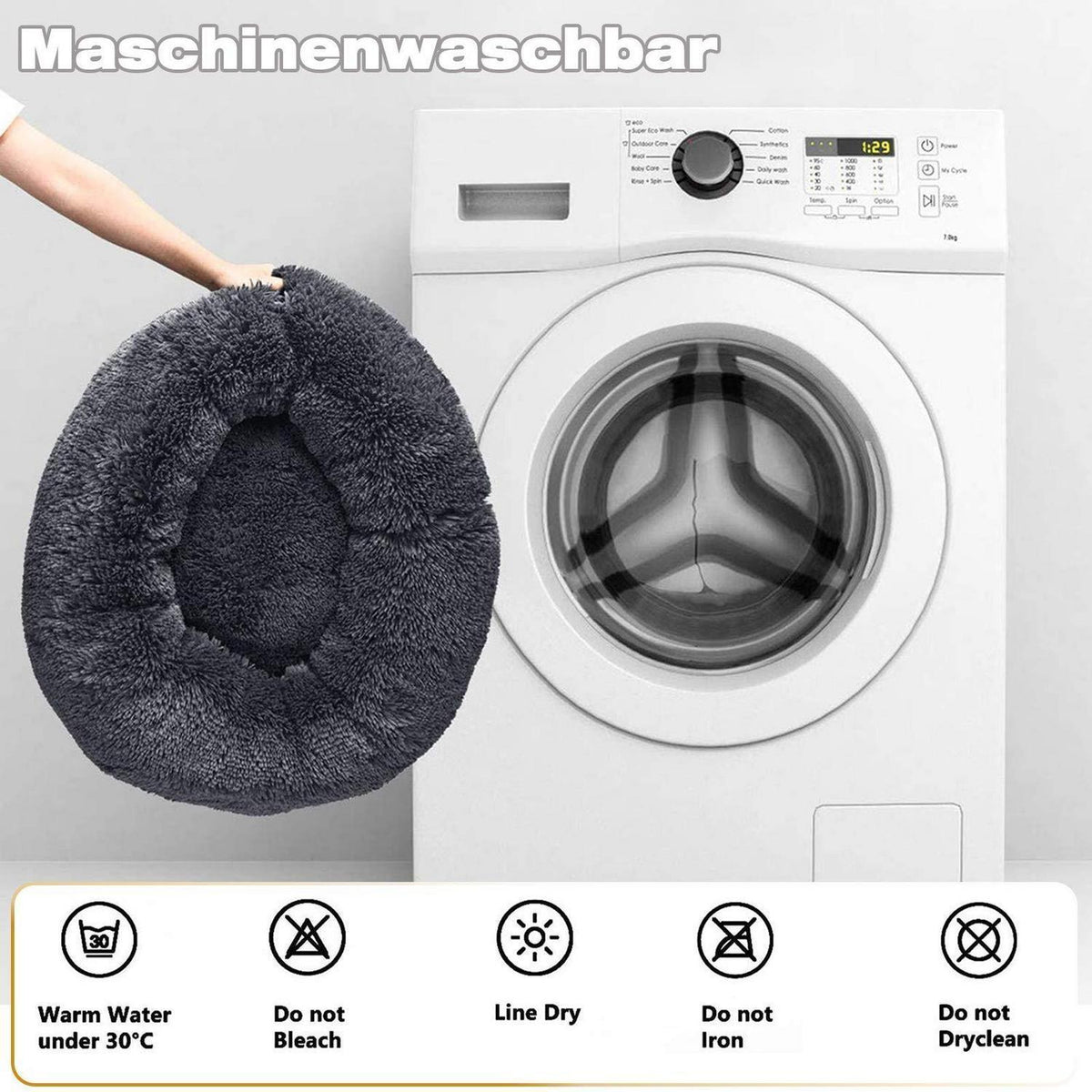 Flauschiges Hundebett Rund – Weich & Waschbar, Rot, 120x120cm