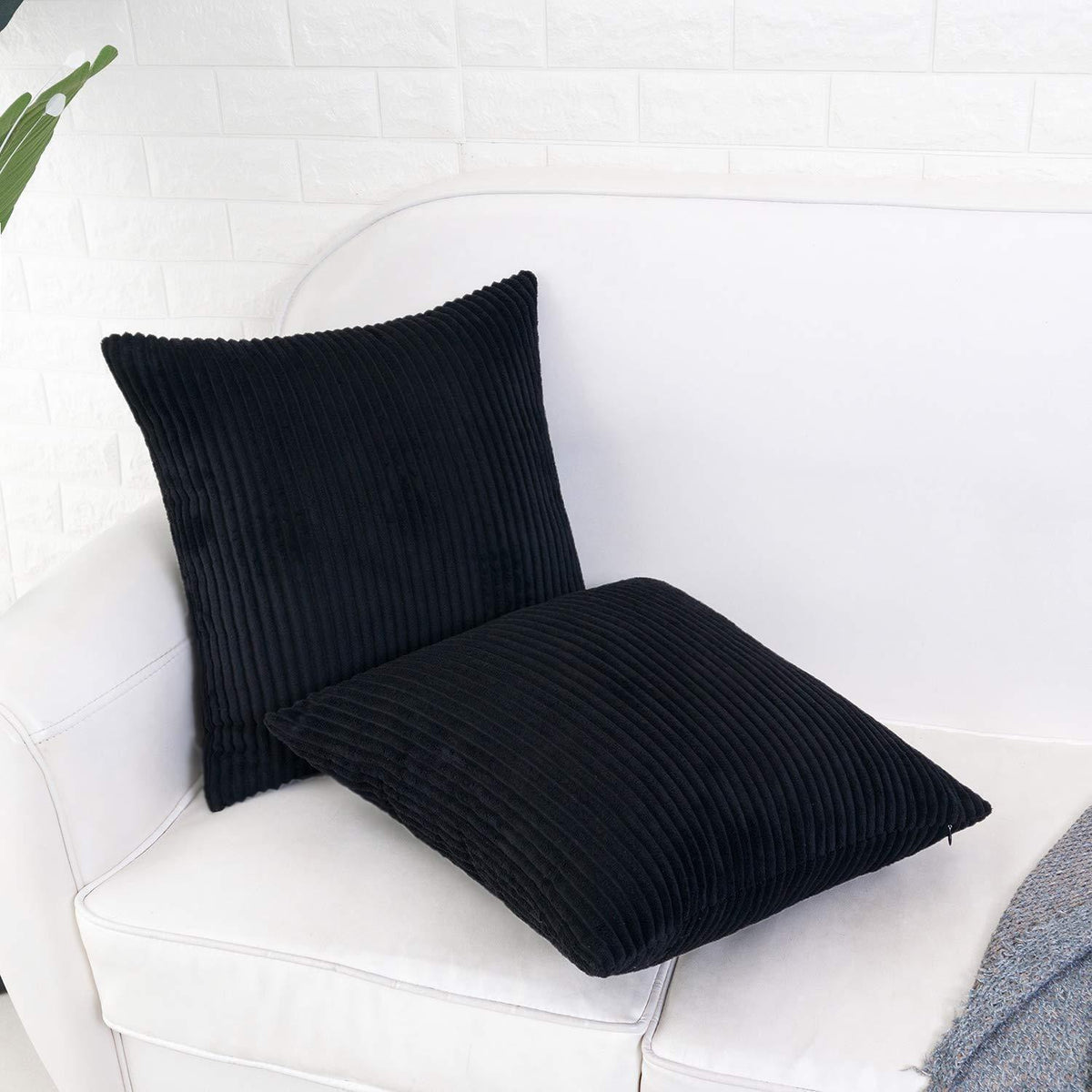 Cord Kissenbezug Schwarz 40x40 cm - 2er Set