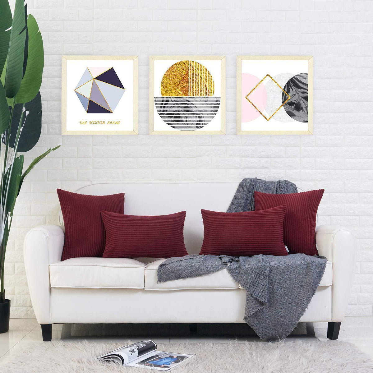 Cord Kissenbezug Dunkelrot 50x50 cm - 2er Set
