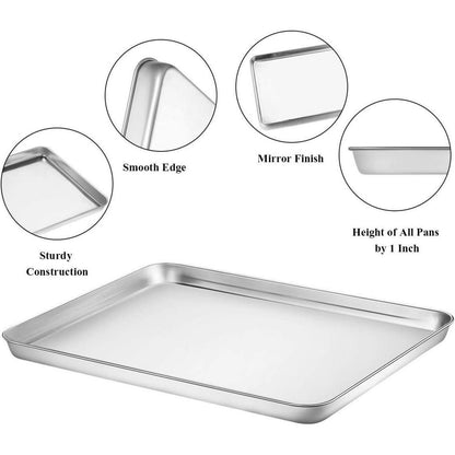 Edelstahl Backblech Set, 2er Pack, 30.5x25.4x2.5CM, Ungiftig