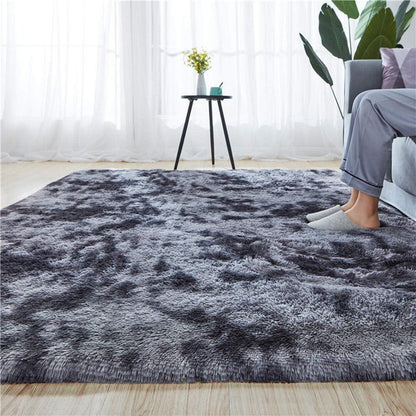 Weicher Shaggy Teppich, rutschfest, flauschig, Schwarz Grau 80x120 cm