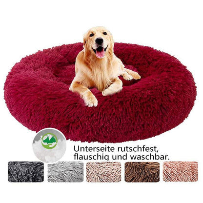 Flauschiges Hundebett Rund – Rotwein, Ø 120cm