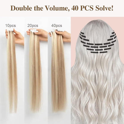 Blond Tape Extensions Echthaar 40cm - 100g Remy Haarverlängerung