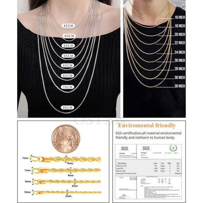 Herren Damen Edelstahl Halskette Verdrehte Seilkette 2-5mm 45-80cm Gold
