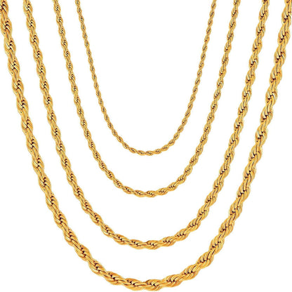 Herren Damen Halskette Edelstahl Seilkette 2-5mm 45-80cm Gold