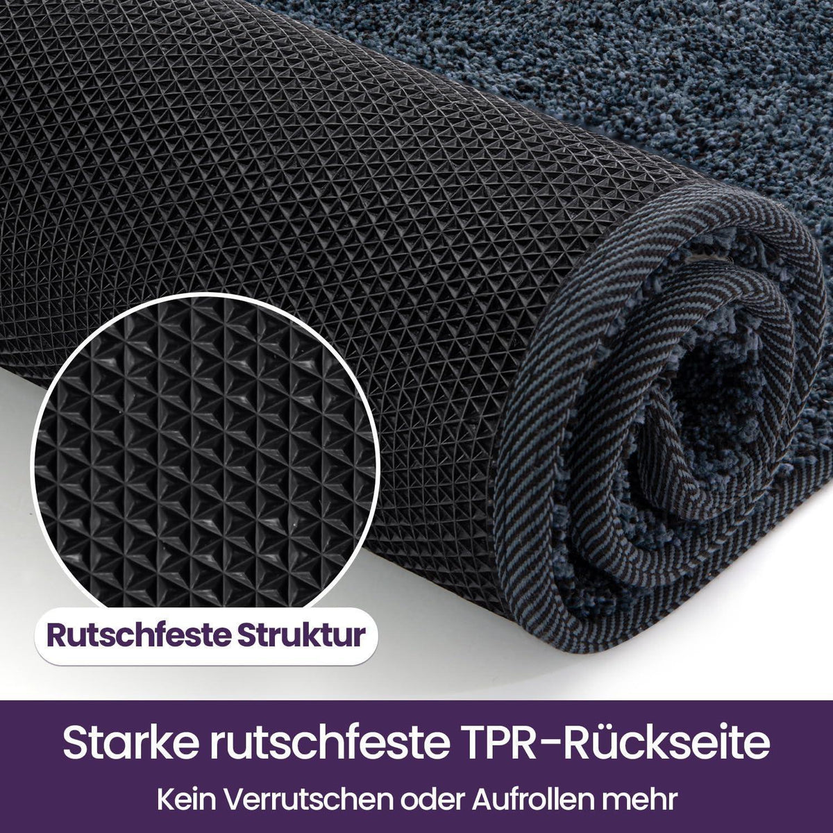 Fußmatte Innen rutschfest Blau-Schwarz 90x150 cm