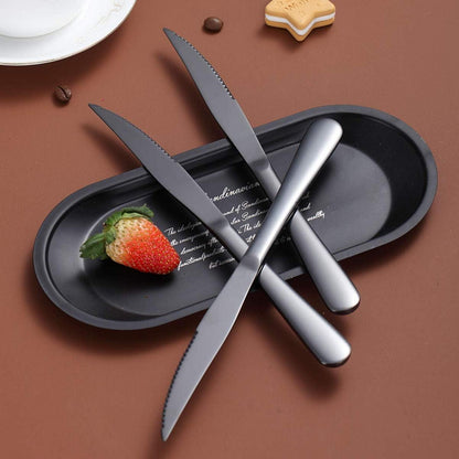 Schwarzes Steakmesser Set 8x Edelstahl Besteck Grill zubehör