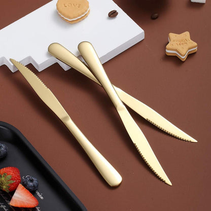 Goldenes Steakmesser Set 8 Stück Edelstahl Spülmaschinenfest