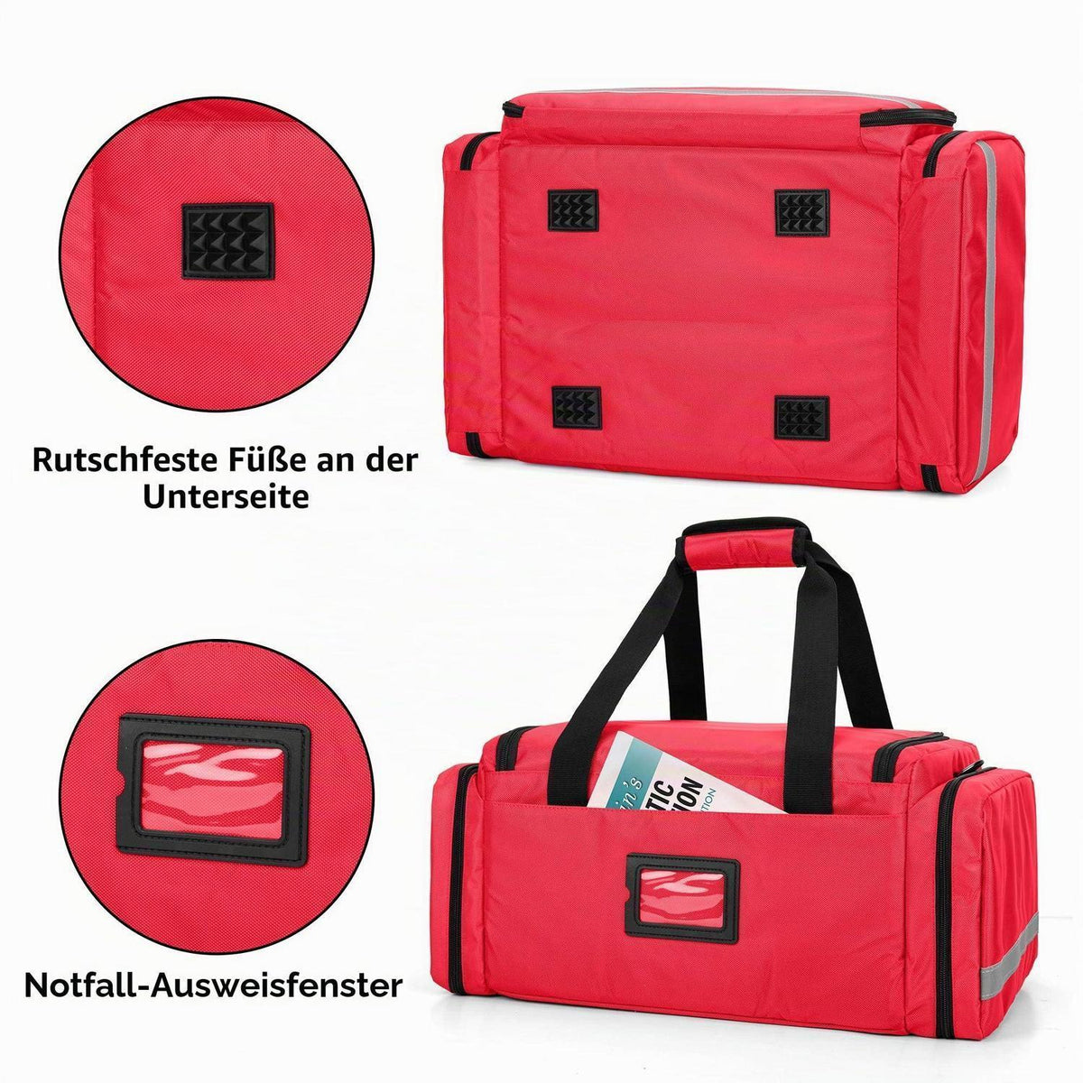 Erste Hilfe Tasche mit Trennwänden & Rutschfestem Boden Rot