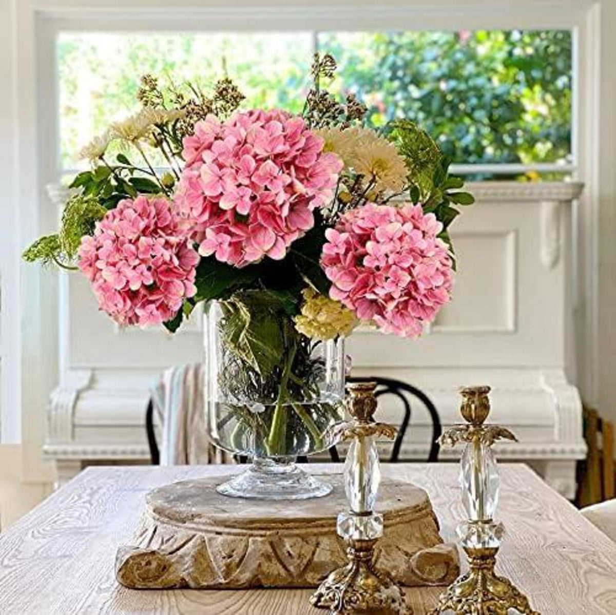 Künstliche Hortensie Blumen Real-Touch Kunstblumen Hydrangea Kunstzweige Blumengesteck 2 Stück Light Coral