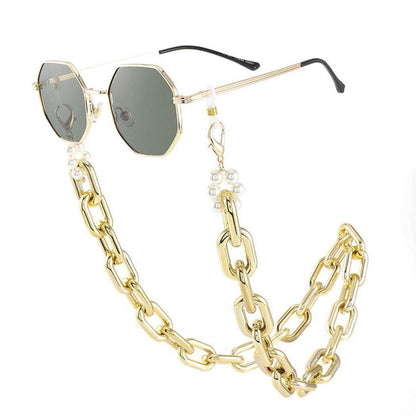 Goldene Perlen Sonnenbrillen Kette – Gesichtsmaskenband 68cm