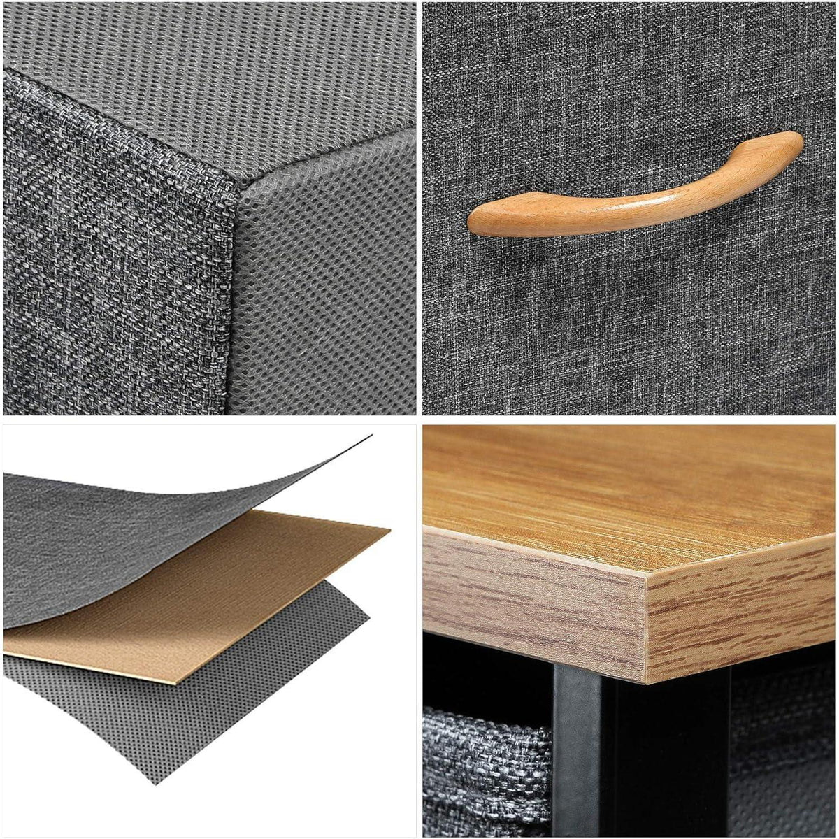 Stoffkommode mit 8 Schubladen, modern, dunkelgrau