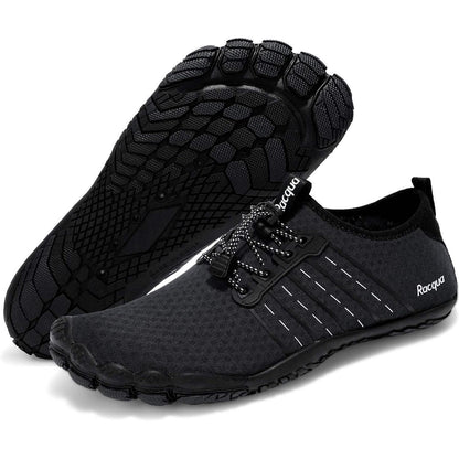 Aqua Schuhe Herren Damen Barfuß mit Drainage Schwarz