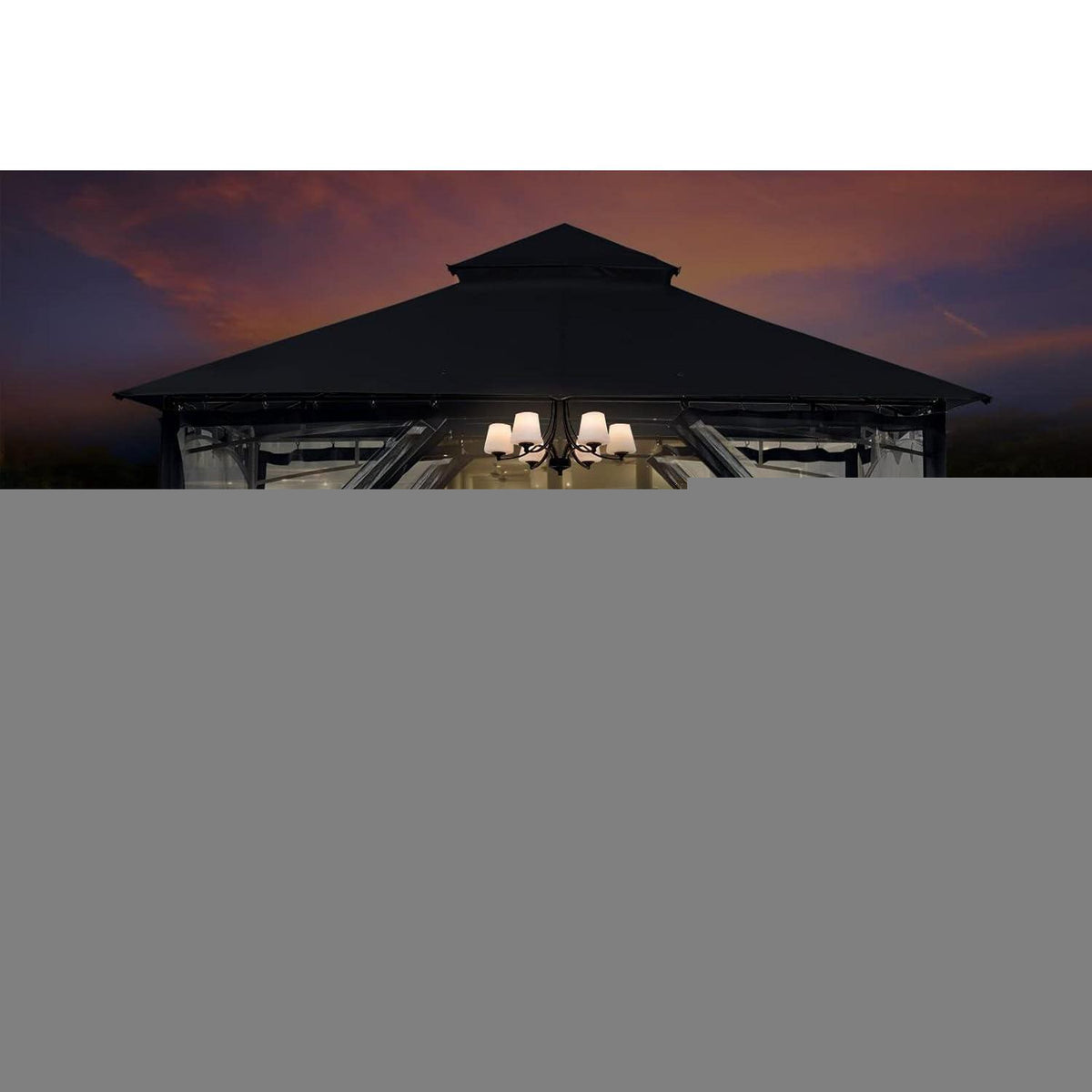 Gartenpavillon 2,5x2,5m mit Netz und Doppeldach, Schwarz