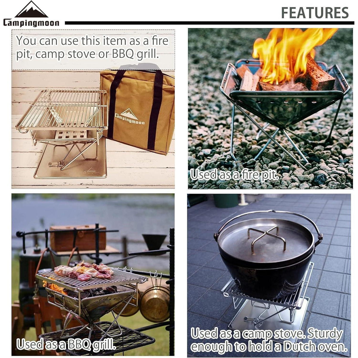 Mini Holzkohlegrill Edelstahl 24,5cm mit Tragetasche