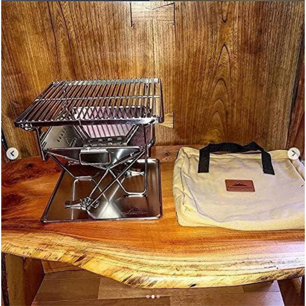 Mini Holzkohlegrill Edelstahl 24,5cm mit Tragetasche