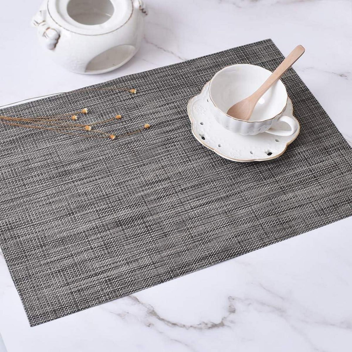 Vinyl Crossweave Tischsets, 8er-Set, Dunkelgrau - 45x30 cm