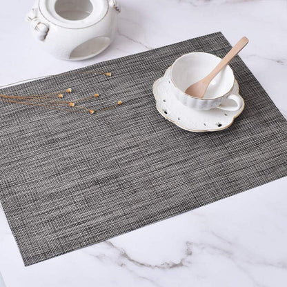 Vinyl Crossweave Tischsets, 8er-Set, Dunkelgrau - 45x30 cm