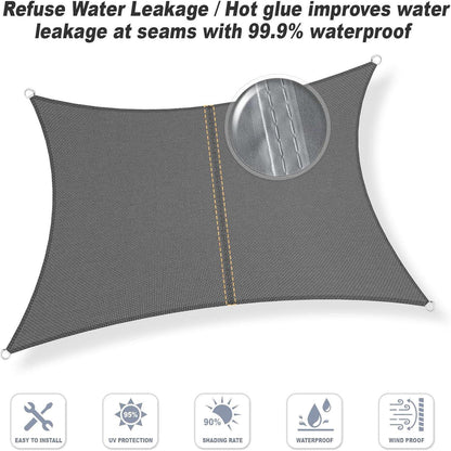 Wasserdichtes Sonnensegel 4x4m Anthrazit mit UV-Schutz