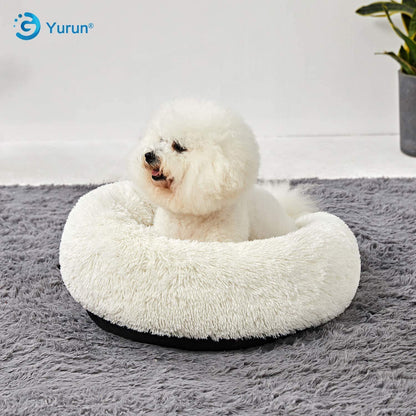 Flauschiges Hundebett rund, Weiß 120x120x20cm