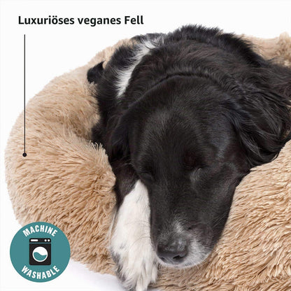 Flauschiges Hundebett rund, Beige 120x120x20cm