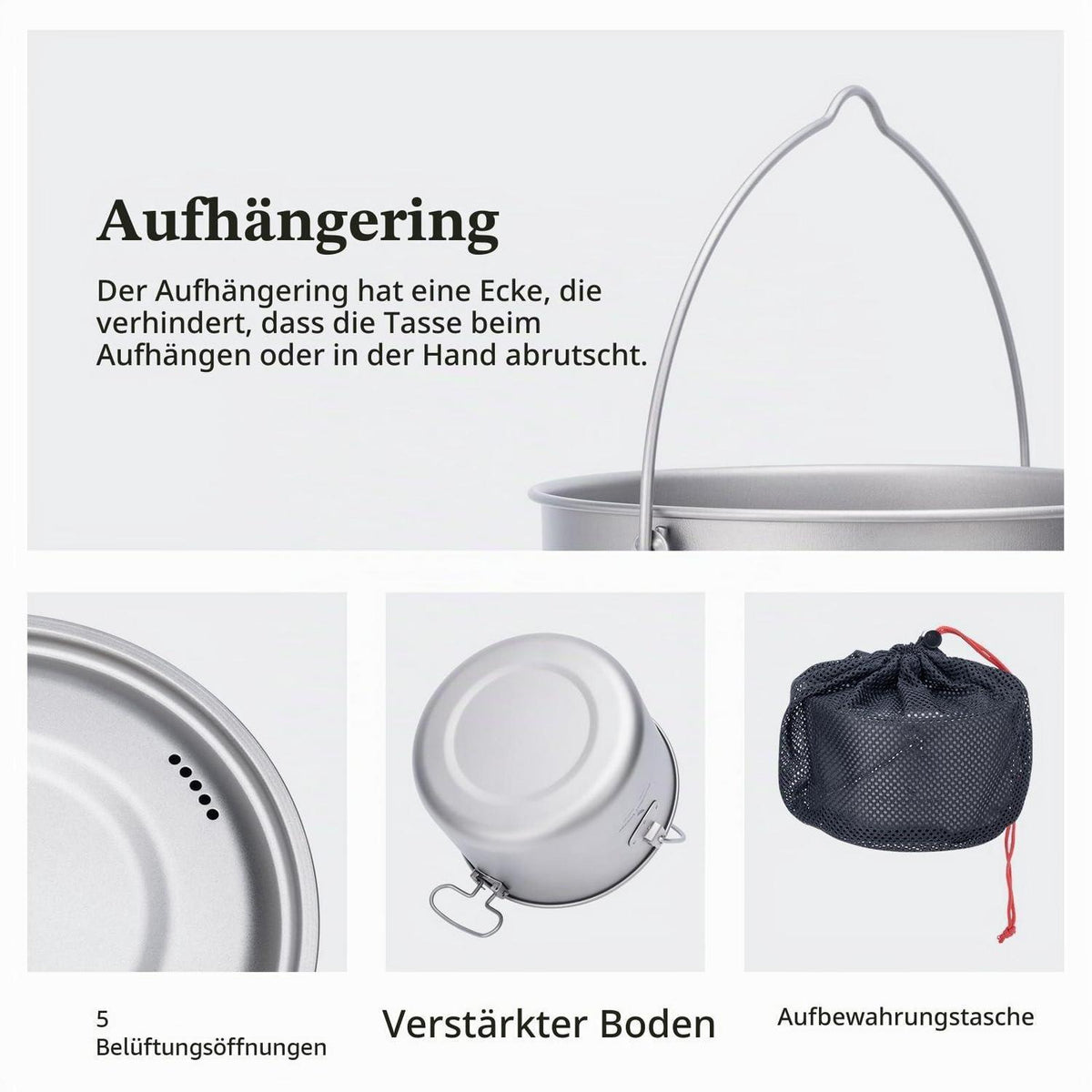 Camping Titan Topf 2.9L mit Bügelgriff & Deckel