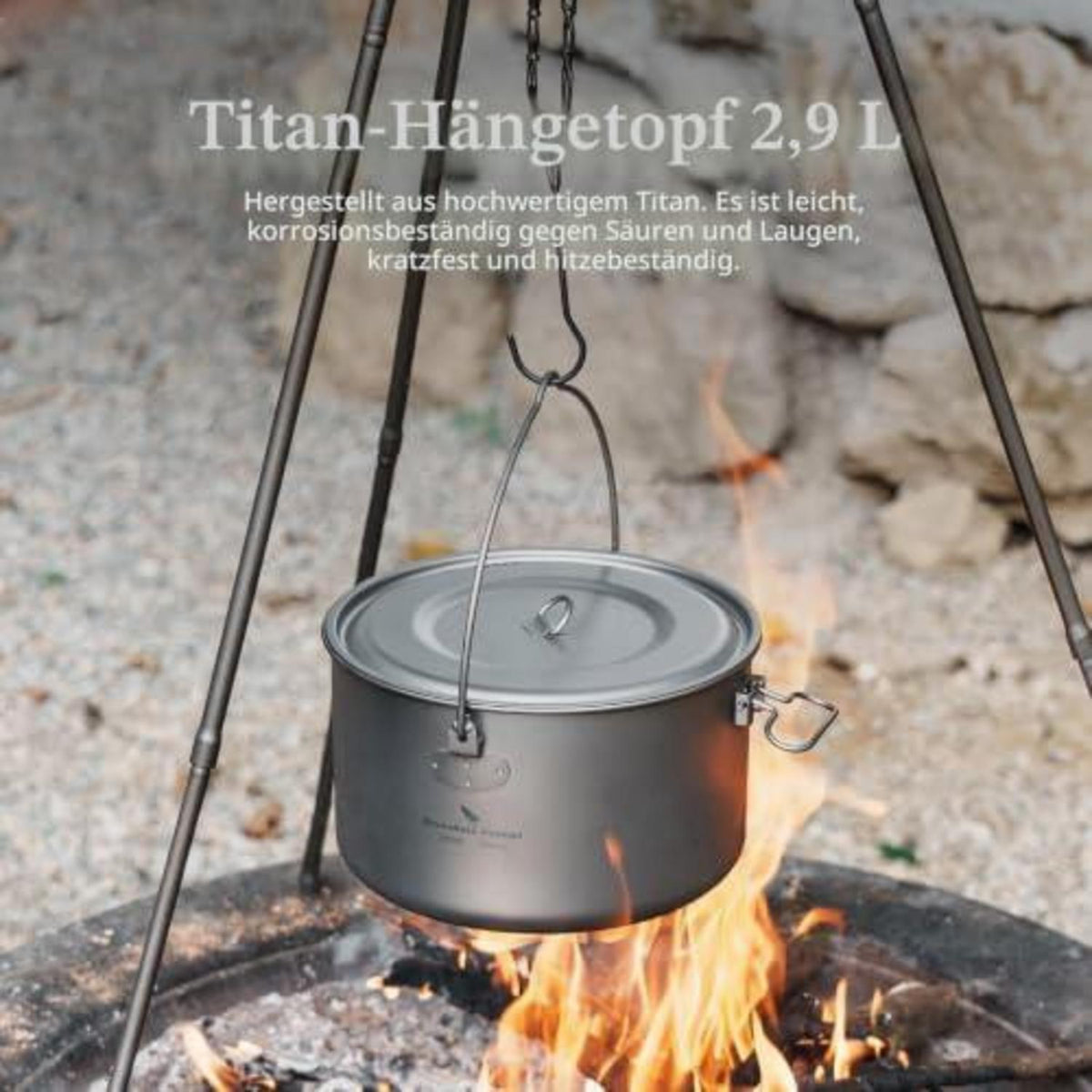 Titantopf mit Deckel – Camping Kochgeschirr Ultraleicht 750ml-1300ml