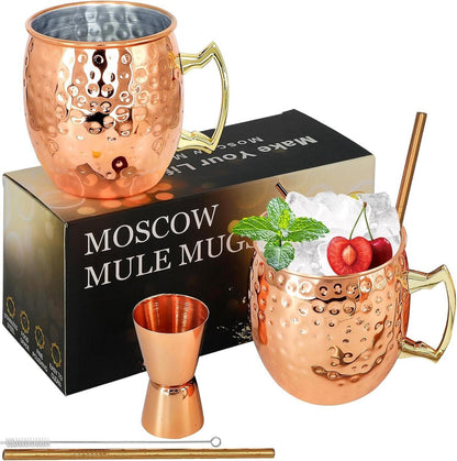 Moscow Mule Kupferbecher Set 530 ml Edelstahl lebensmittelecht