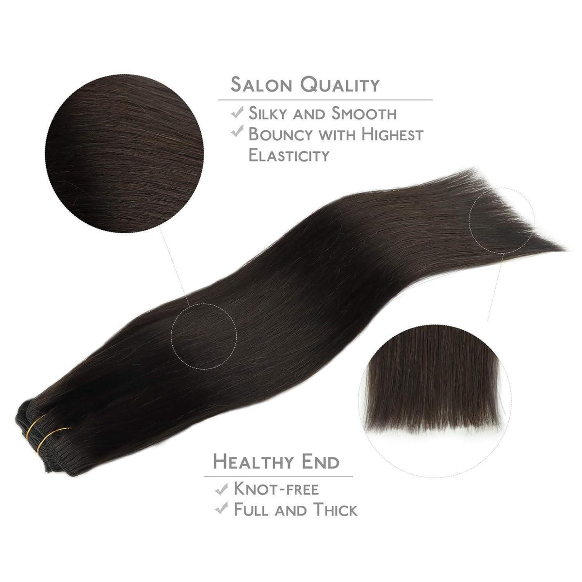 Echthaar Clip-Ins Dunkelbraun 55cm (120g)