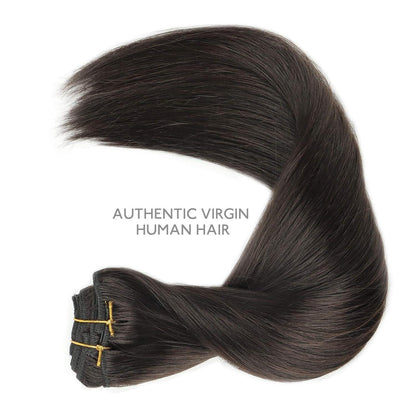 Echthaar Clip-Ins Dunkelbraun 45cm (120g)