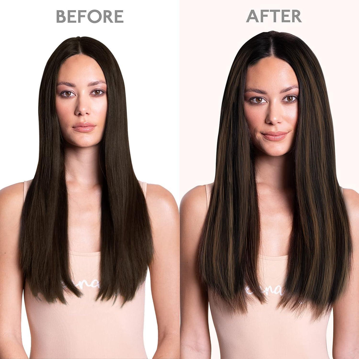 Clip in Echthaar Extensions Schwarz Braun Balayage 55cm