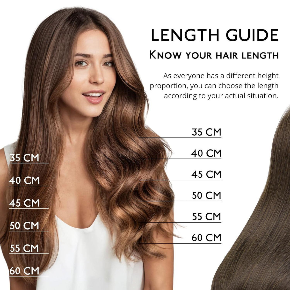 Echthaar Clip-Ins Dunkelbraun 35cm (120g)