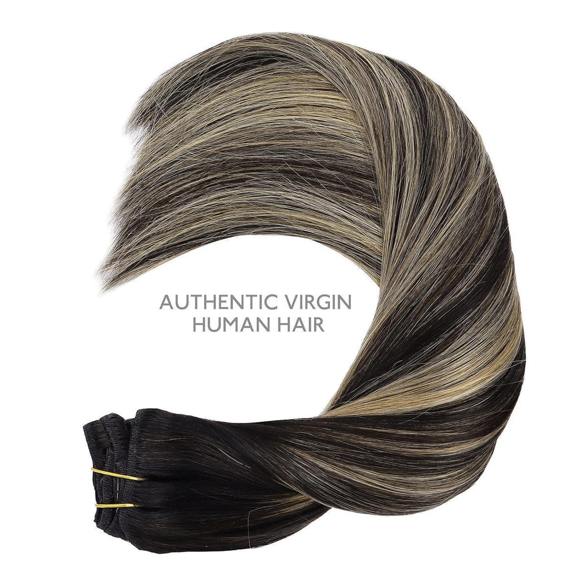 Clip in Echthaarverlängerung Balayage Schwarz-Blond 35cm