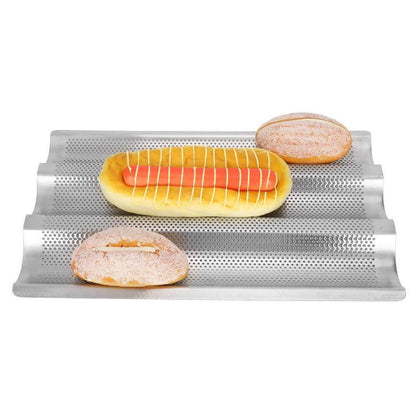 Baguette Backform Edelstahl 3-Rillen für Französisch Brot