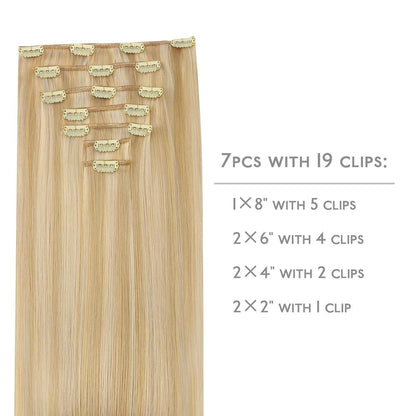 Echthaar Haarverlängerung Hellblond mit Highlights