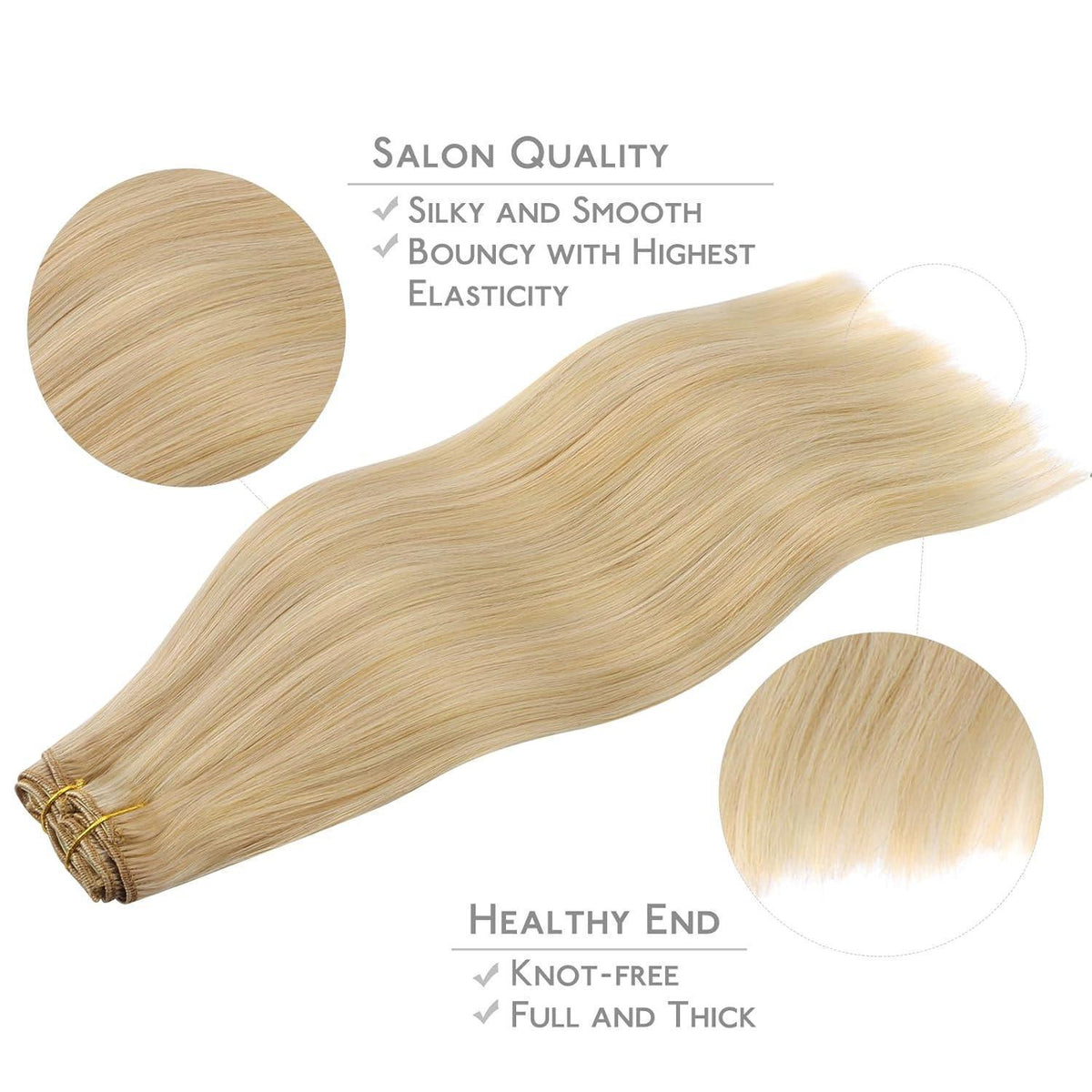 Echthaar Haarverlängerung Hellblond mit Highlights