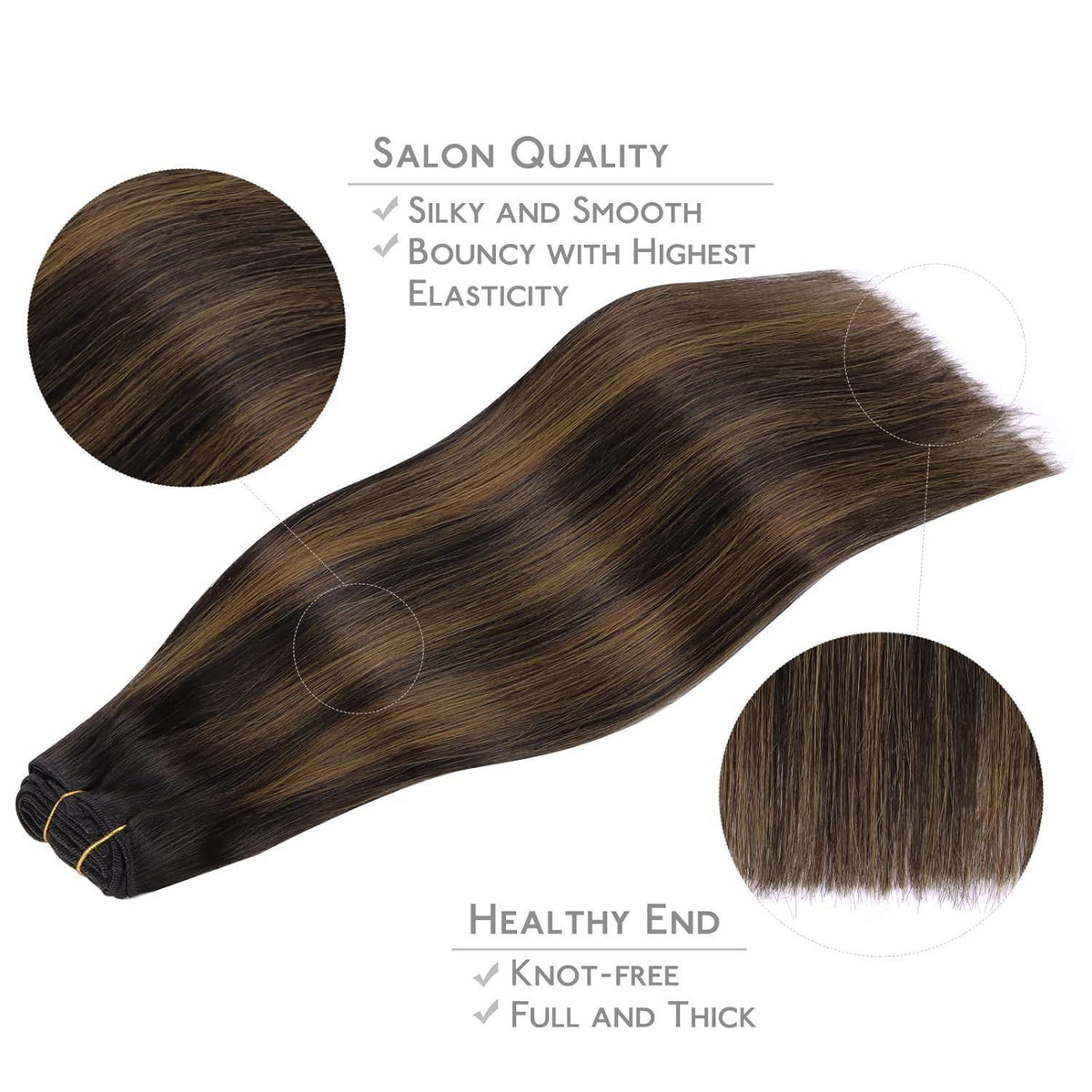 Clip in Echthaar Extensions Schwarz Braun Balayage 50cm