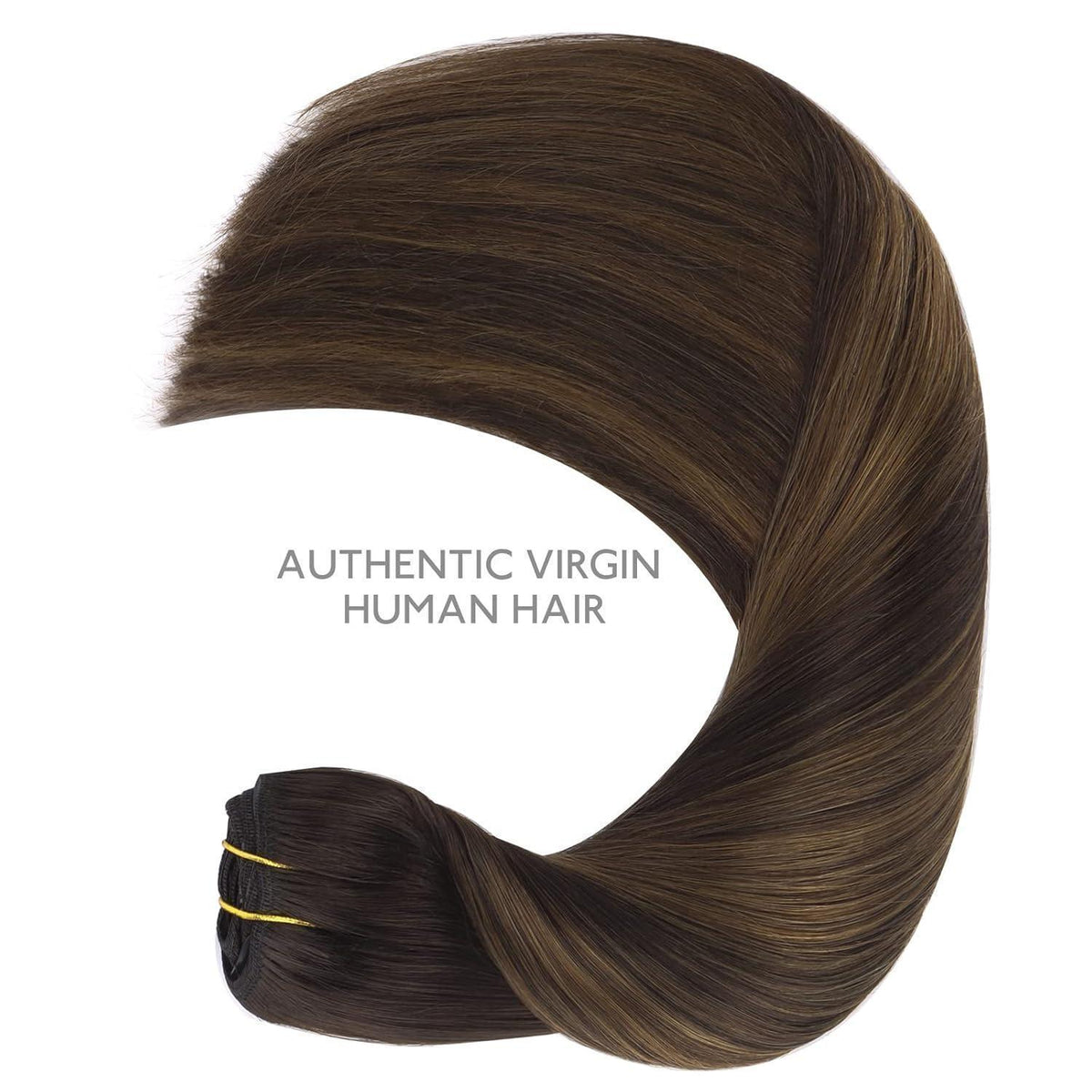 Clip in Echthaar Extensions Schwarz Braun Balayage 50cm