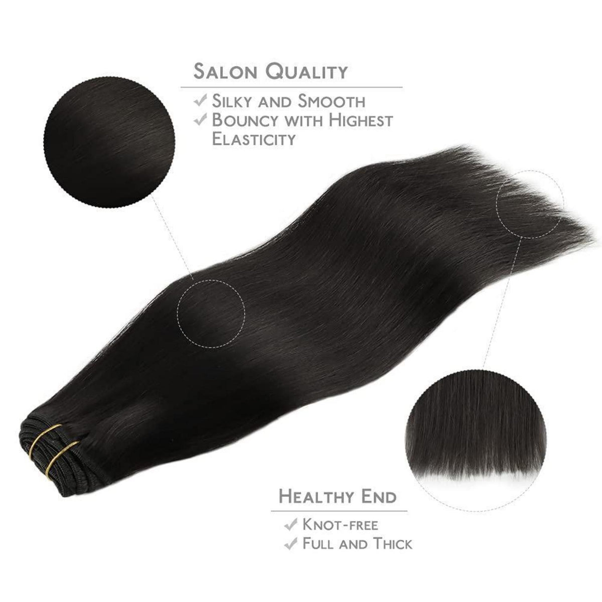 Echthaar Clip-Ins Schwarz 60cm - 120g Remy Haarverlängerung