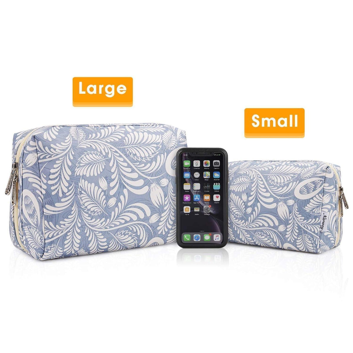Kosmetiktasche Groß Blaues Blatt | Praktische Multifunktionale Make-up Tasche