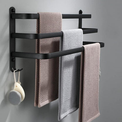 Aluminium Handtuchhalter 3-Stöckig Schwarz 80cm Wandmontage