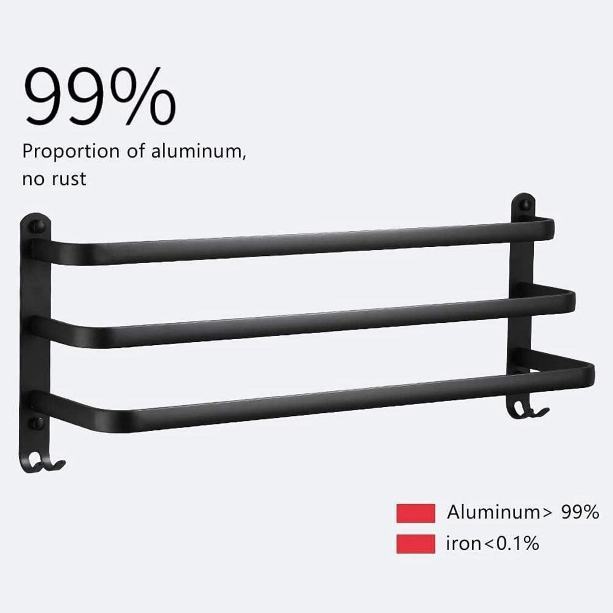 Aluminium Handtuchhalter 3-Stöckig Schwarz 30cm