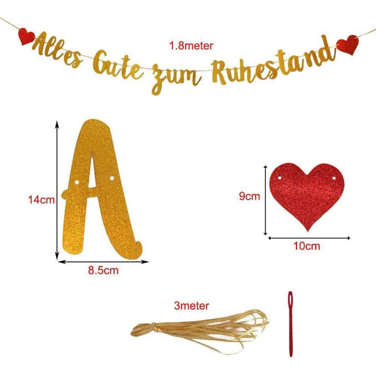 Alles Gute zum Ruhestand Girlande mit Glitzer-Effekt