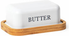 Butterdose mit Holzdeckel für 250g Butter aus Edelstahl Weiße