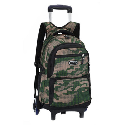 Trolley Rucksack 6 Räder – Schultrolley für Jungen & Teenager Armeegrün