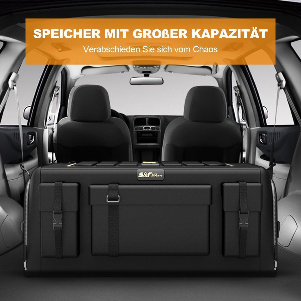 Faltbarer Kofferraum-Organizer 70L mit Seitentaschen